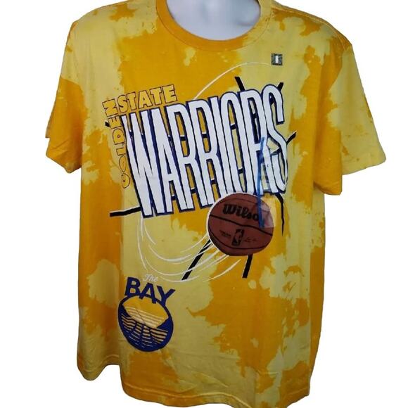 Official NWT NBA Golden State Warriors Basketball Yellow TieDye Tshirt Large - Picture 1 of 6